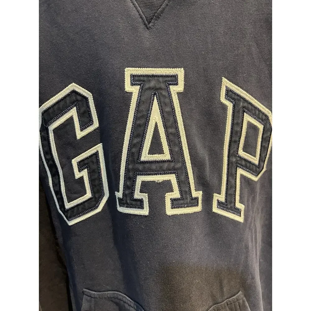 GAP Teen Navy Sweatshirt 18/20 Unisex Spell Out Logo Crewneck Pullover Y2K GUC